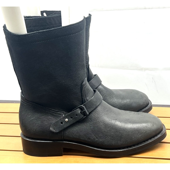Rag & and Bone Black Moto Combat riding w/buckle Boots 38.5 US 8
